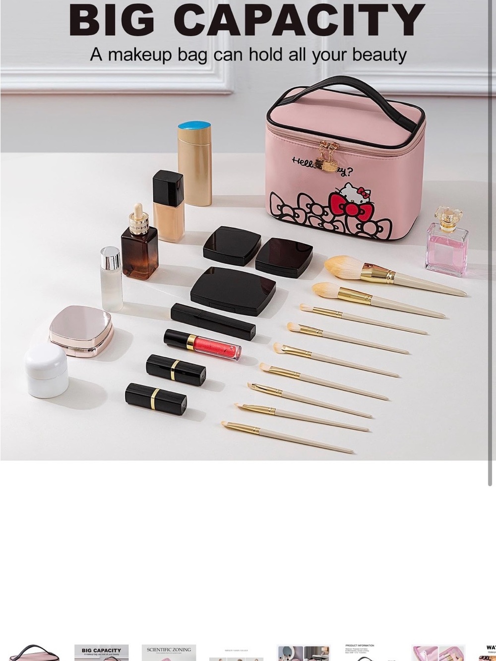 Hello Kitty Pink and Black Cosmetic Makeup Train Case